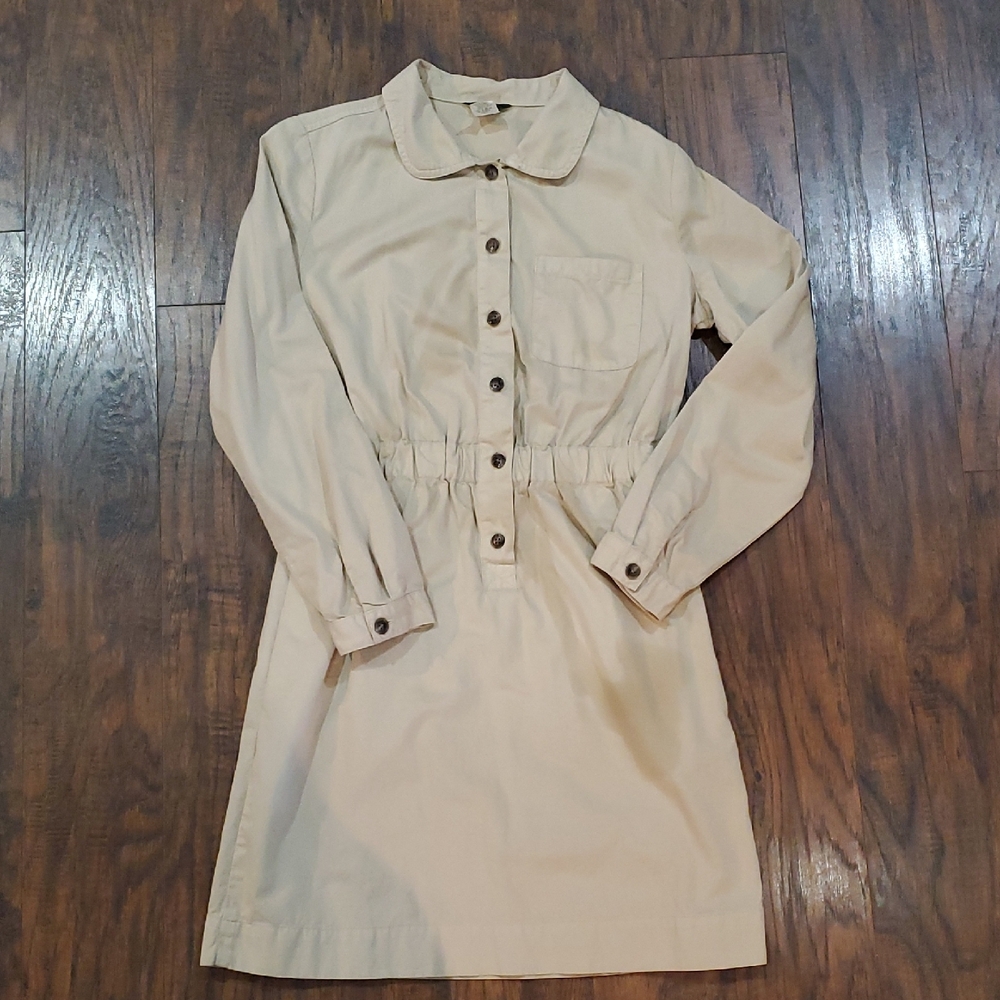 J. Crew Cream Button-Up Long Sleeve Dress